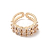 Brass Micro Pave Cubic Zirconia Open Cuff Rings RJEW-R146-10G-3