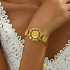 Elegant Brass Hollow Carved Gold Coin Ladies Link Chain Bracelets for Women OG3439-3-1