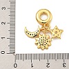 Rack Plating Brass Clear & Blue Cubic Zirconia European Dangle Charms KK-U035-27G-3