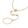 304 Stainless Steel Pave Flat Round Clear Cubic Zirconia Hand Chain Ring Bracelets for Women KK9979-5