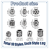 10Pcs 10 Styles 304 Stainless Steel European Beads STAS-PH0006-73-4