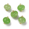 Natural White Jade Dyed Saucer Charms with Rack Plating Golden Tone Brass Bails KK-B103-17B-07-1