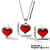 Brass Glass Heart Stud Earrings & Pendant Necklaces Sets for Women MH6858-1-1