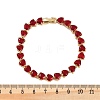 Brass Micro Pave Red Cubic Zirconia Chain Bracelets for Women BJEW-M047-01A-5