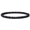 4mm Round Natural Dyed & Heated Black Agate Beads Bracelet for Men LS-KG3069-16-1