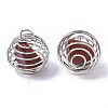 Iron Wrap-around Spiral Bead Cage Pendants IFIN-R239-11P-3