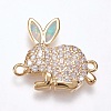 Brass Micro Pave Cubic Zirconia Bunny Links connectors KK-L161-04G-A-1