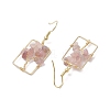 Natural Rose Quartz Chips Tree Dangle Earrings EJEW-JE05734-03-4