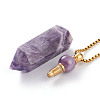 Natural Amethyst Openable Perfume Bottle Pendant Necklaces NJEW-H257-01G-3