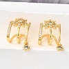 Brass Micro Pave Clear Cubic Zirconia Cuff Earrings EJEW-K309-07G-1