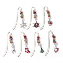 Christmas Theme Alloy Hook Bookmarks AJEW-JK00338