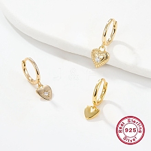 3 Pair 3 Style Cubic Zirconia Heart Dangle Hoop Earrings for Women EJEW-F317-08G