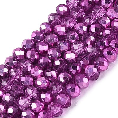 Transparent Electroplate Glass Beads Strands EGLA-Q131-01A-07-1
