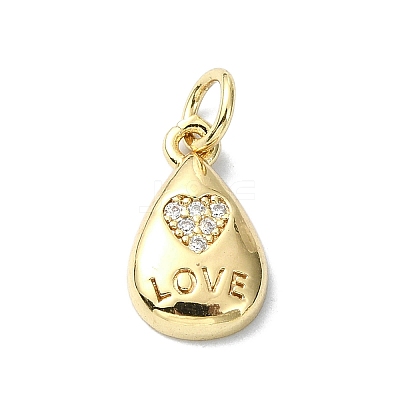 Heart Theme Brass Micro Pave Cubic Zirconia Charms KK-H475-56G-01-1