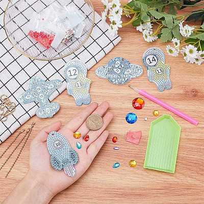 DIY 5D Astronaut & Planet & Rocket Diamond Painting Keychain Kit DIY-WH0195-70A-1