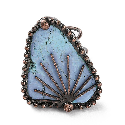 Triangle Synthetic Turquoise Adjustable Rings RJEW-A041-07R-1