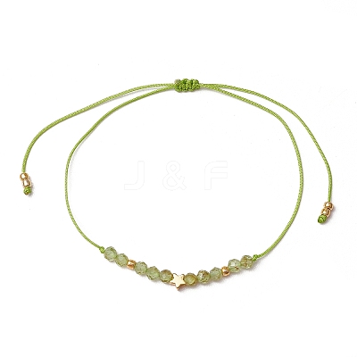 Natural Round Peridot Beads Braided Bead Bracelets for Women BJEW-JB11655-09-1