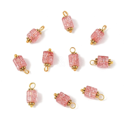 10Pcs Crackle Glass Pendants PALLOY-YW00067-04-1