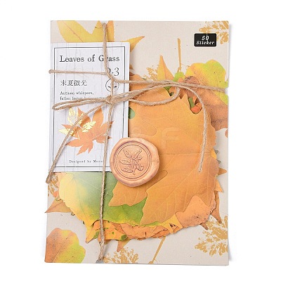50Pcs Maple Leaf Theme Paper Stickers STIC-P017-C02-1