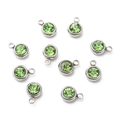 201 Stainless Steel Rhinestone Charms STAS-S068-08-1