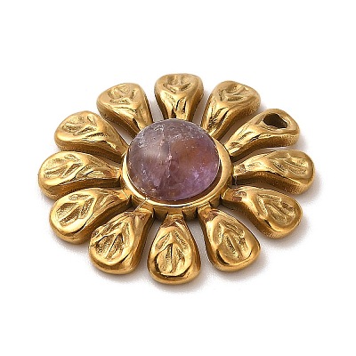 Natural Amethyst Flower Pendants STAS-R009-05G-04-1