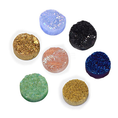 Electroplate Natural Druzy Crystal Cabochons G-L047-8mm-M-1