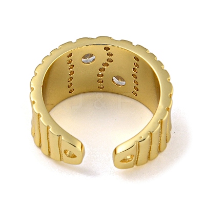 Brass Micro Pave Clear Cubic Zirconia Open Cuff Rings RJEW-Z050-14G-1