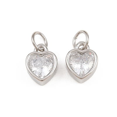 Valentine's Day Brass Micro Pave Clear Cubic Zirconia Charms KK-H292-52A-P-1