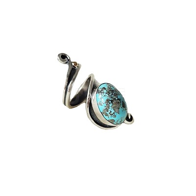 Oval Bohemian Synthetic Turquoise Finger Rings FS-WGBF170-01-1
