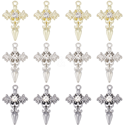 24Pcs 3 Colors Alloy with Rhinestone Pendants FIND-SP0001-91-1