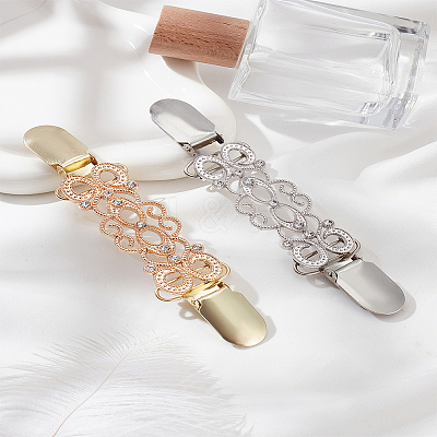 2Pcs 2 Colors Alloy with Rhinestone Cardigan Clips JEWB-LP0001-06-1
