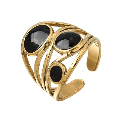 304 Stainless Steel Enamel Cuff Open Rings SA-CBA369F-05G-1