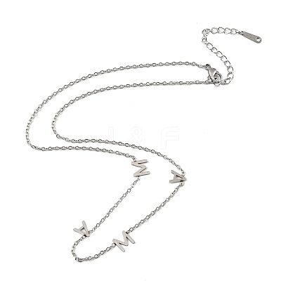 Mother's Day 304 Stainless Steel Letter MAMA Pendant Necklaces for Women NJEW-Z117-01P-1