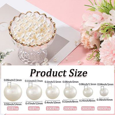 1460Pcs 6 Styles Imitation Pearl Acrylic Beads PEAR-LT0001-01-1
