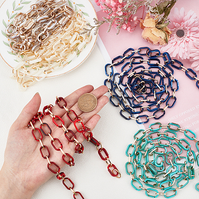 5 Strands 5 Colors Handmade Acrylic & Aluminium Cable Chains AJEW-PH0001-85-1