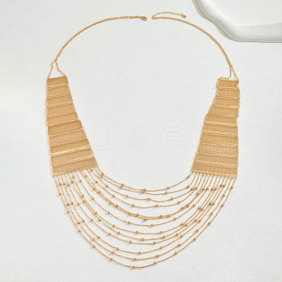 Elegant Brass Geometric Tassel Multi Layered Bib Necklaces for Women's Party Outfit GR3254-1