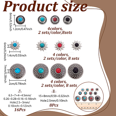 Alloy Coin Screwback Rivets DIY-NB0013-18-1