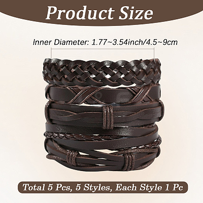 1Bag Mixed Styles Adjustable PU Leather Cord Braided Bracelets for Unisex BJEW-CL0001-47B-1