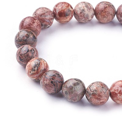 Natural Leopard Skin Jasper Beads Stretch Bracelets BJEW-F380-01-B12-1