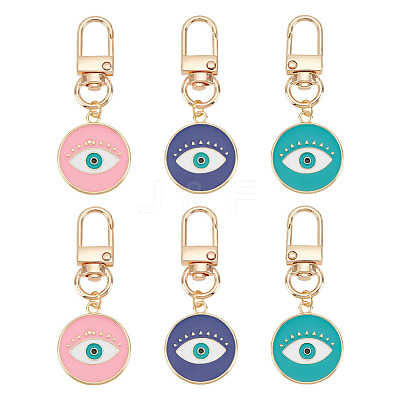 6Pcs Alloy Enamel Keychain HJEW-AR0001-07-1