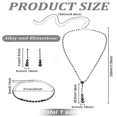 1 Set Alloy & Rhinestone Teardrop Jewelry Set SJEW-LP0001-03-1
