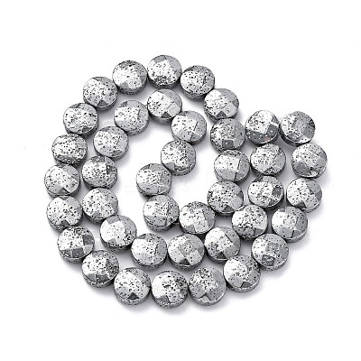 Electroplated Natural Lava Rock Beads Strands G-A256-F01-01B-1