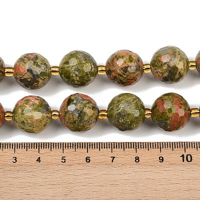 Natural Unakite Beads Strands G-C249-A174-16mm-1