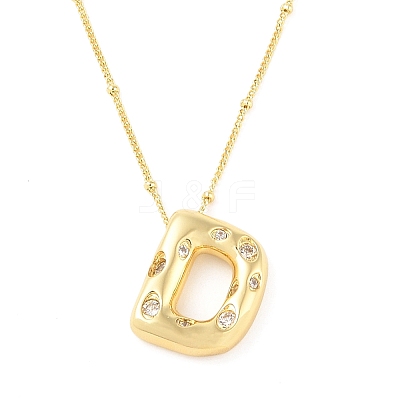 Brass Micro Pave Clear Cubic Zirconia Pendant Necklaces NJEW-Z038-01G-D-1