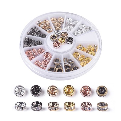 Brass Rhinestone Spacer Beads RB-X0013-09-NF-1