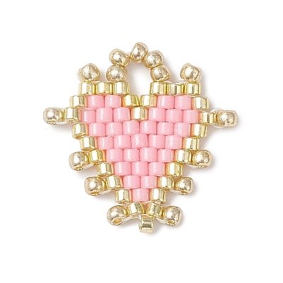 Handmade MIYUKI Glass Seed Beaded Heart Pendants PALLOY-MZ01067-03-1