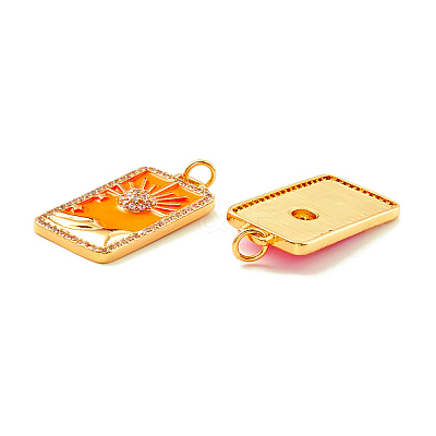 Rack Plating Brass Micro Pave Clear Cubic Zirconia Pendants KK-D073-24G-03-1