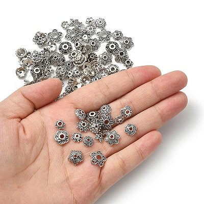 100Pcs 20 Styles Tibetan Style Alloy Bead Caps FIND-YW0004-06-1