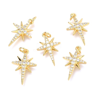 Brass Micro Pave Clear Cubic Zirconia Pendants X-ZIRC-O036-38G-1
