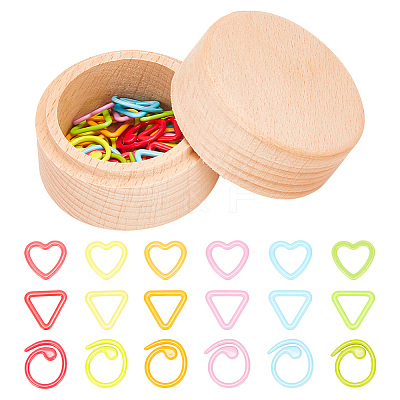 36Pcs 3 Styles Ring & Heart & Triangle Alloy Locking Stitch Marker TOOL-BC0002-27-1
